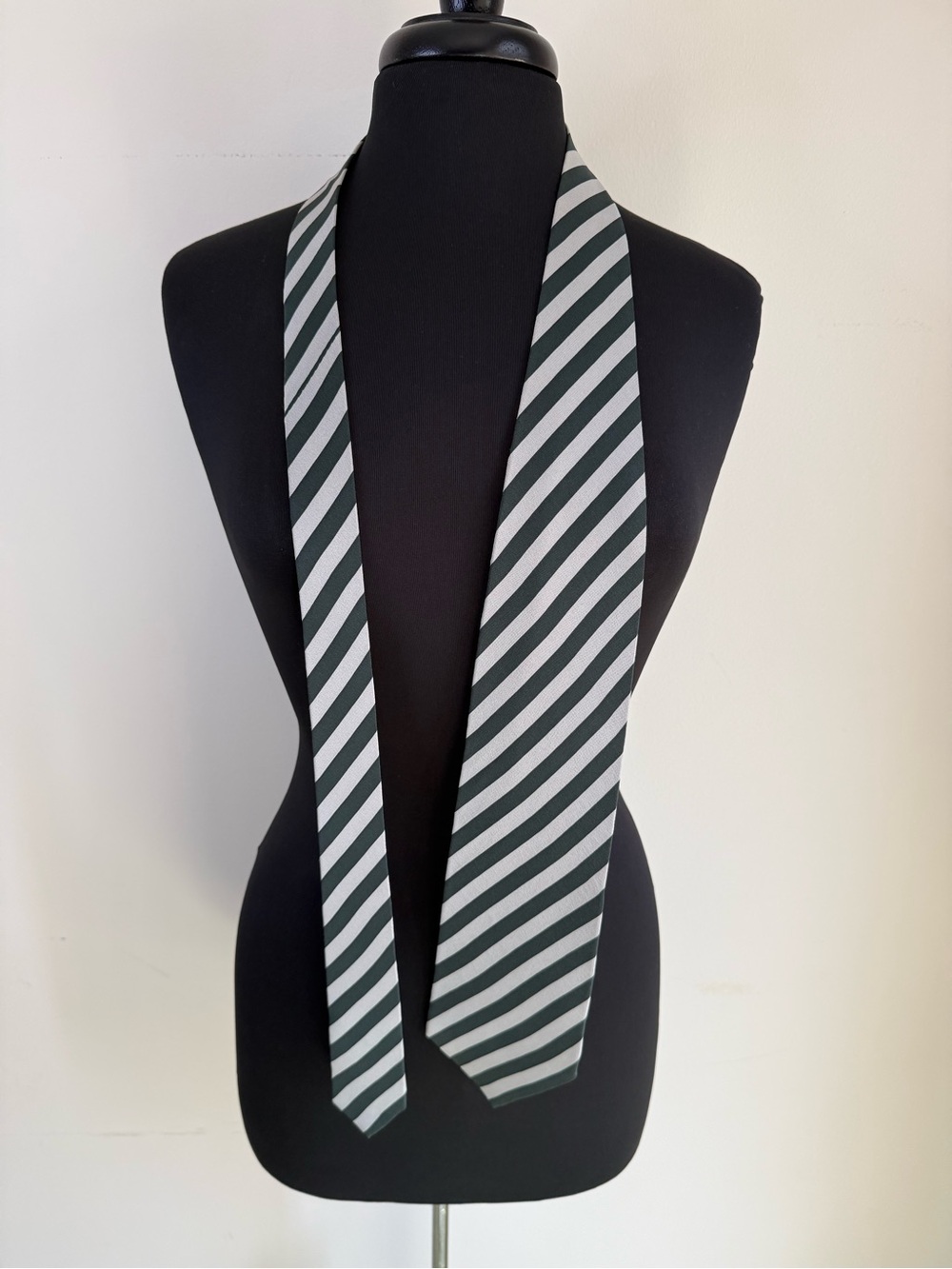 Giorgio Armani Green and Grey Diagonal Stripe Silk Tie